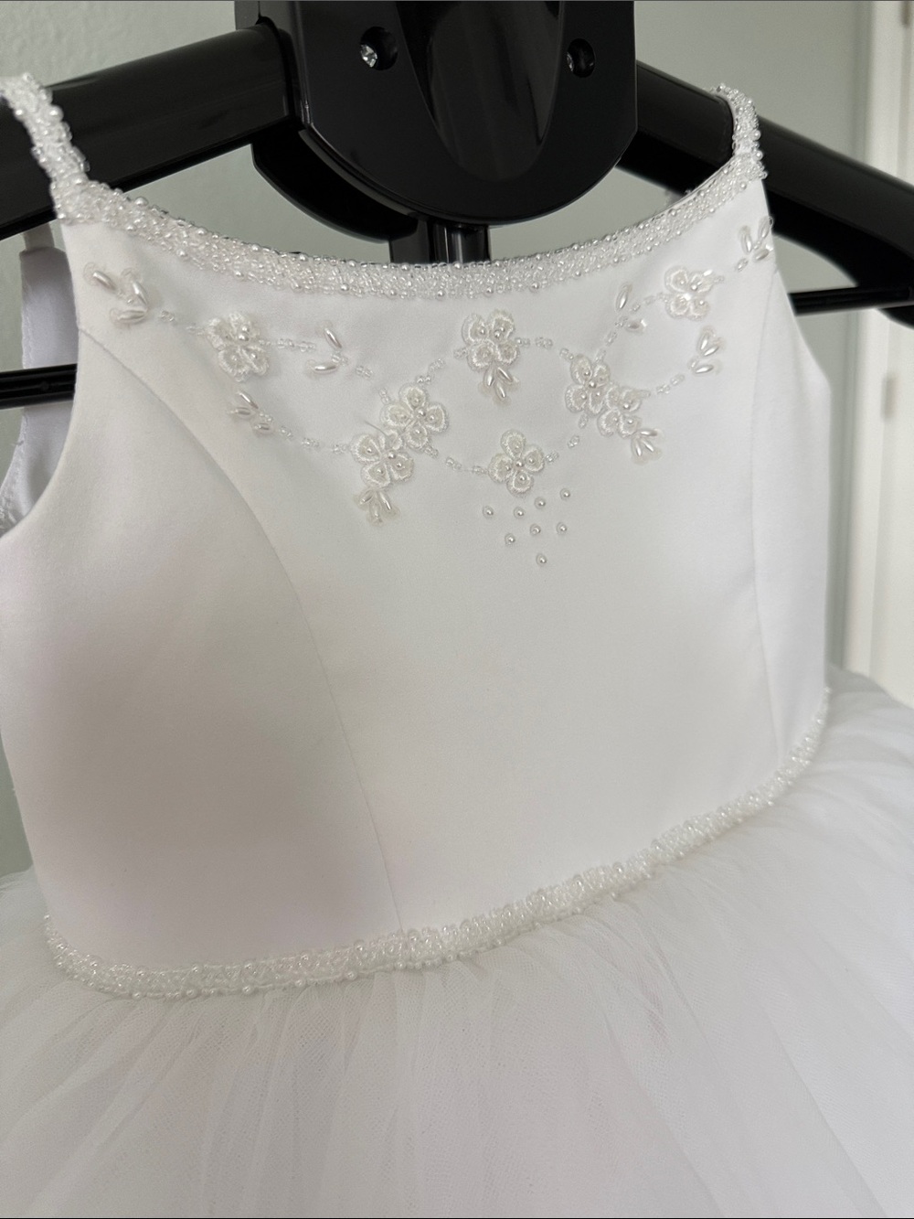 David’s Bridal Michelangelo Flower Girl Dress White Ivory Embroidered Tulle 2T - Picture 5 of 16